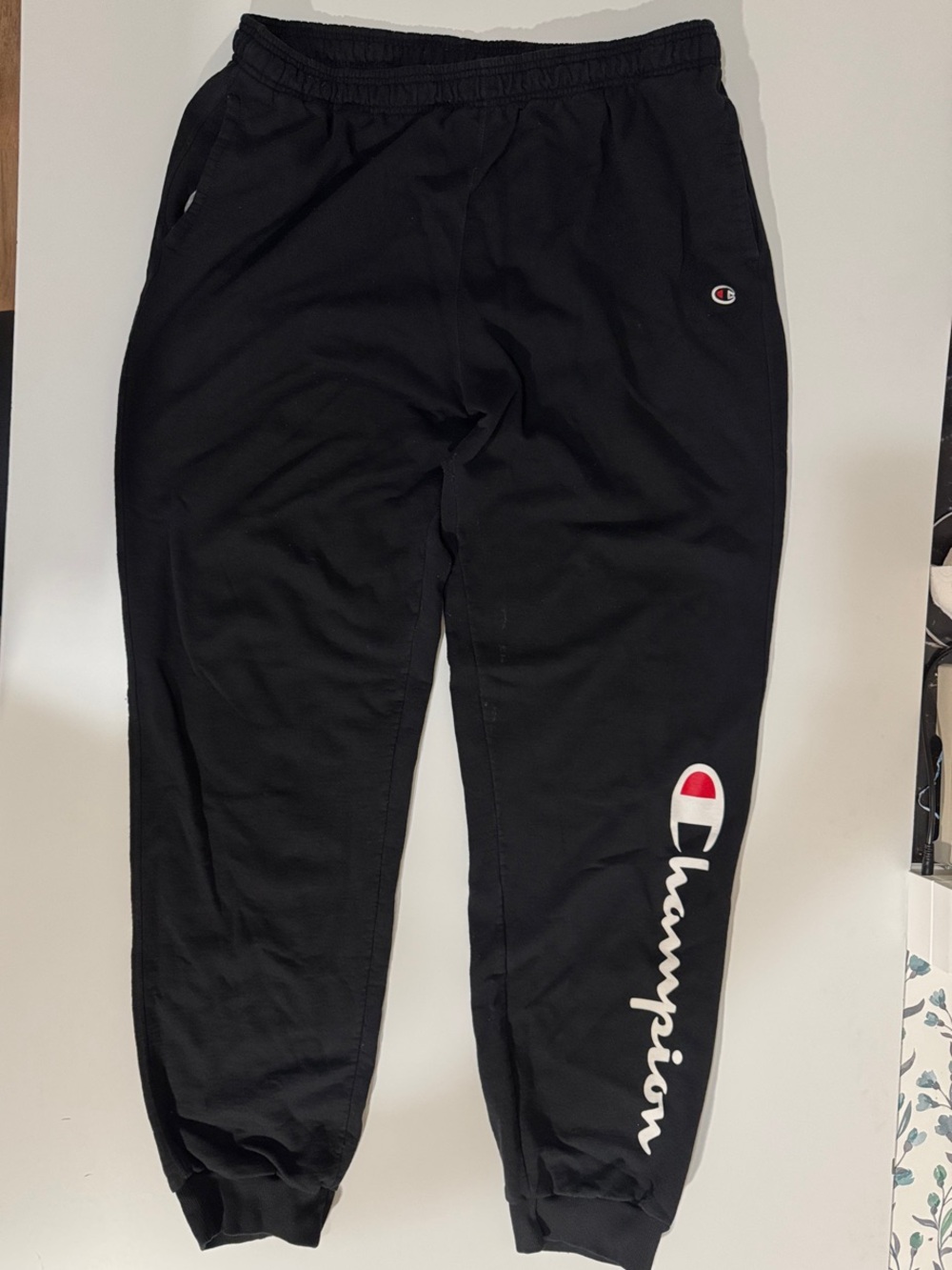 Champion Black Jogger Sweatpants with Script Logo